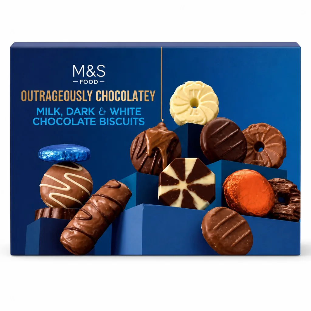 M&S Outrageously Chocolatey Milk, Dark & White Chocolate Biscuits 450g
