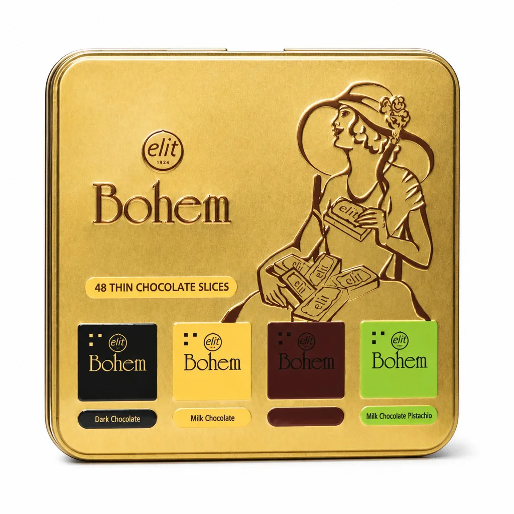 Elit Bohem 48 Thin Chocolate Slices Tin Gift Box 250g