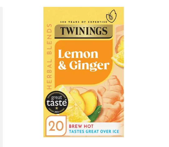 Twinings Lemon and Ginger 20 Single Tea Bags